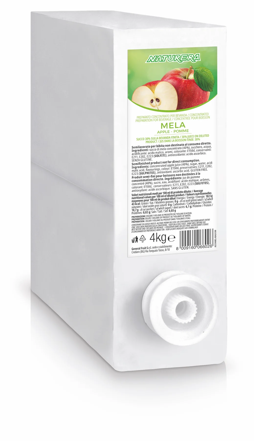 Succhi concentrati Bag-in-Box - 4 kg - 3D Naturera BiB 4kg Mela