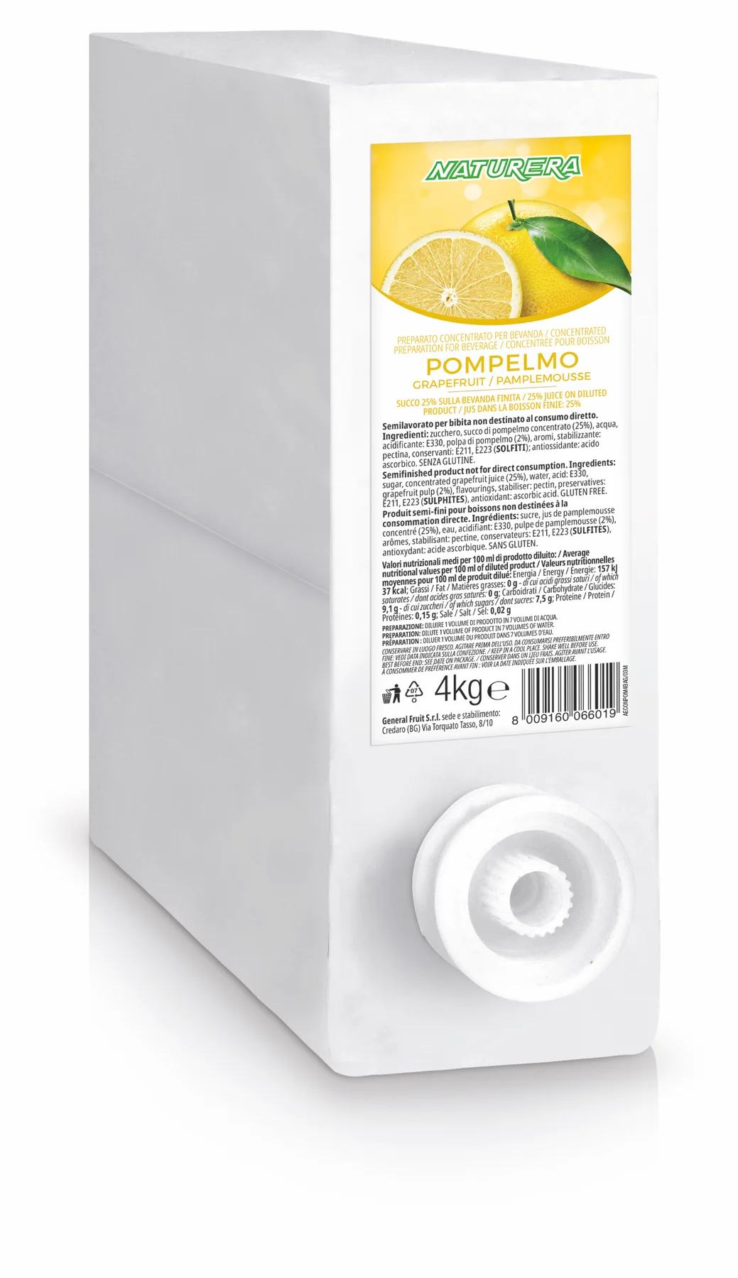 Succhi concentrati Bag-in-Box - 4 kg - 3D Naturera BiB 4kg Pompelmo